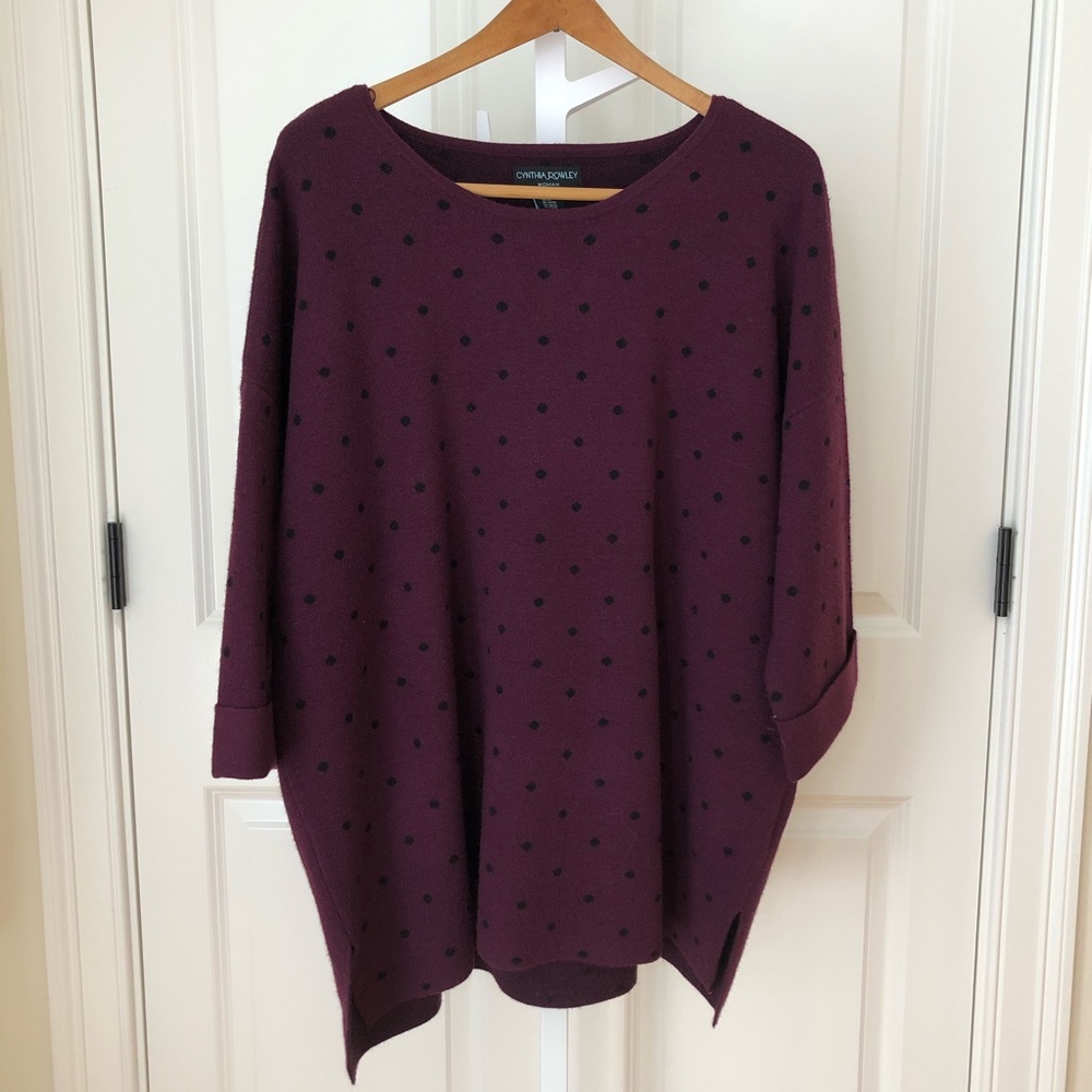 Cynthia Rowley Burgundy Sweater With Polka Dots